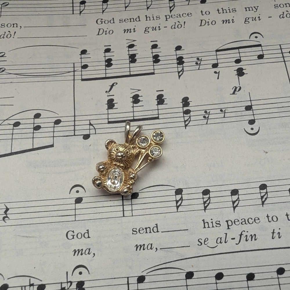 Gold and Crystal Bear Pendant